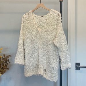 Free people distressed v-neck sweater